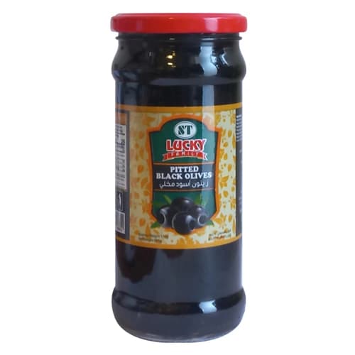 St Lucky Family Pitted Black Olives 335g